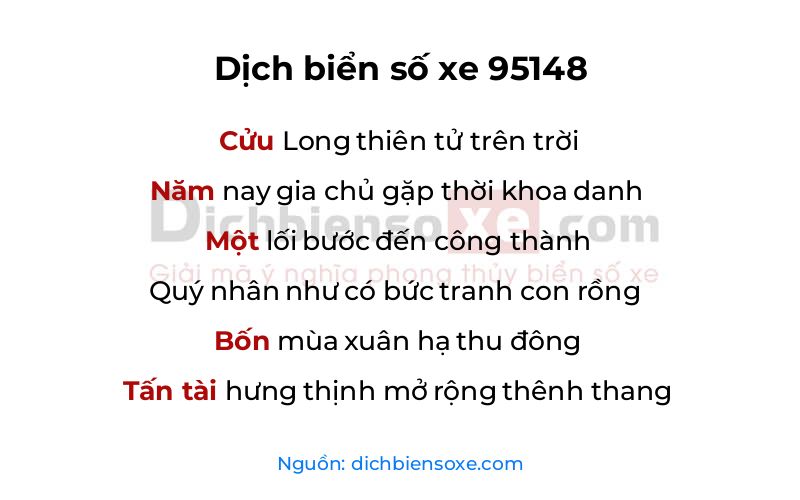 Dịch thơ biển số 95148
