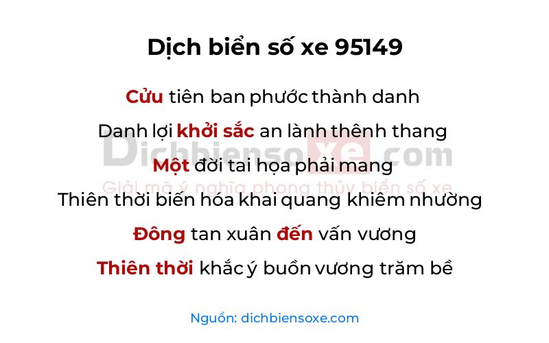 Dịch thơ biển số 95149