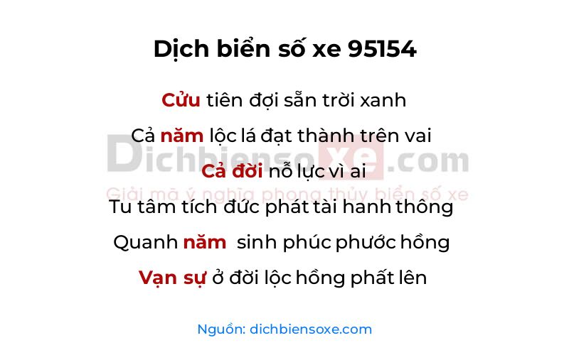 Dịch thơ biển số 95154