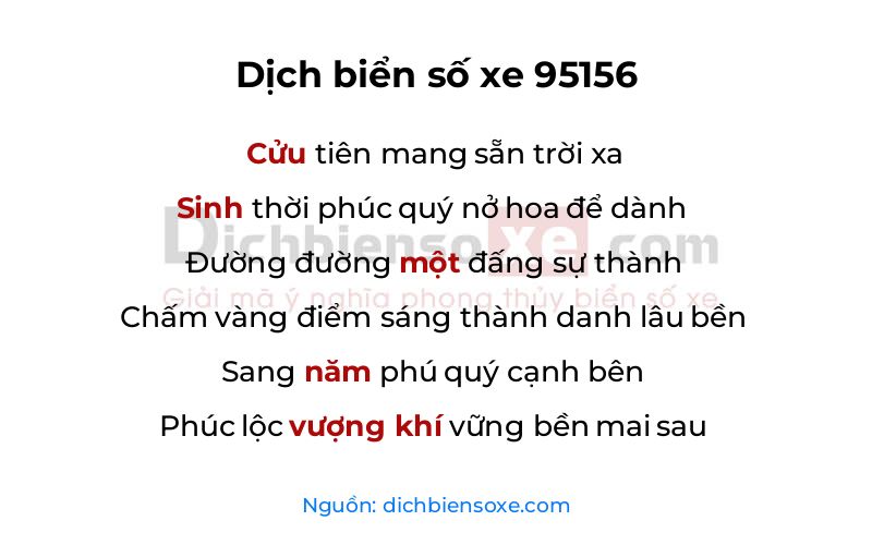 Dịch thơ biển số 95156