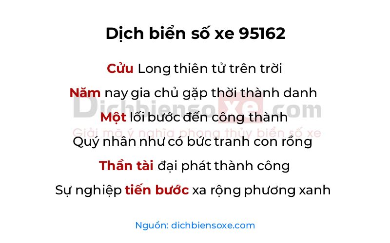 Dịch thơ biển số 95162