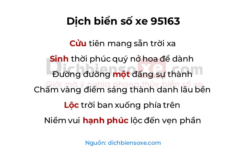 Dịch thơ biển số 95163