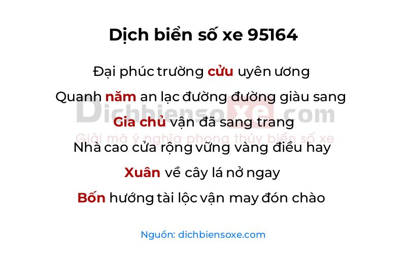 Dịch thơ biển số 95164