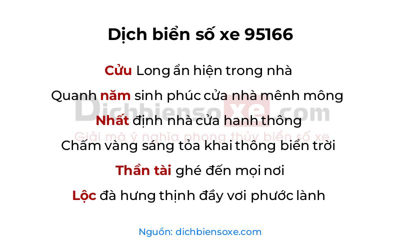 Dịch thơ biển số 95166