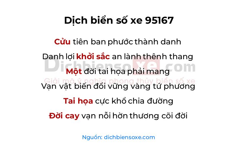 Dịch thơ biển số 95167