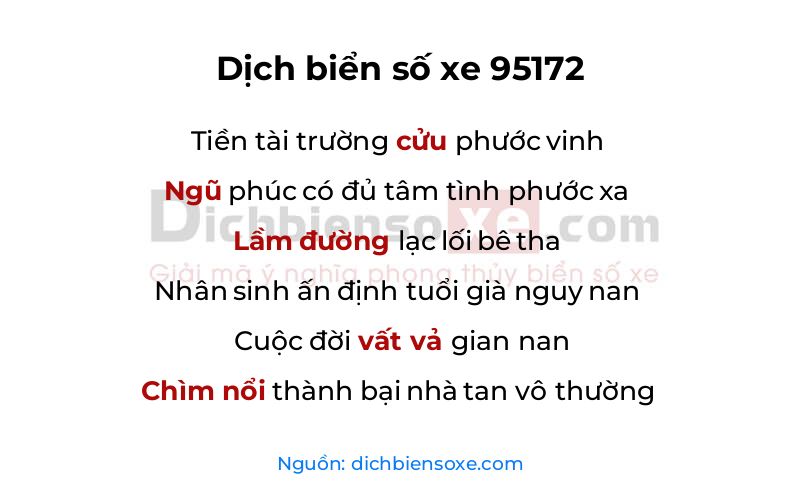 Dịch thơ biển số 95172