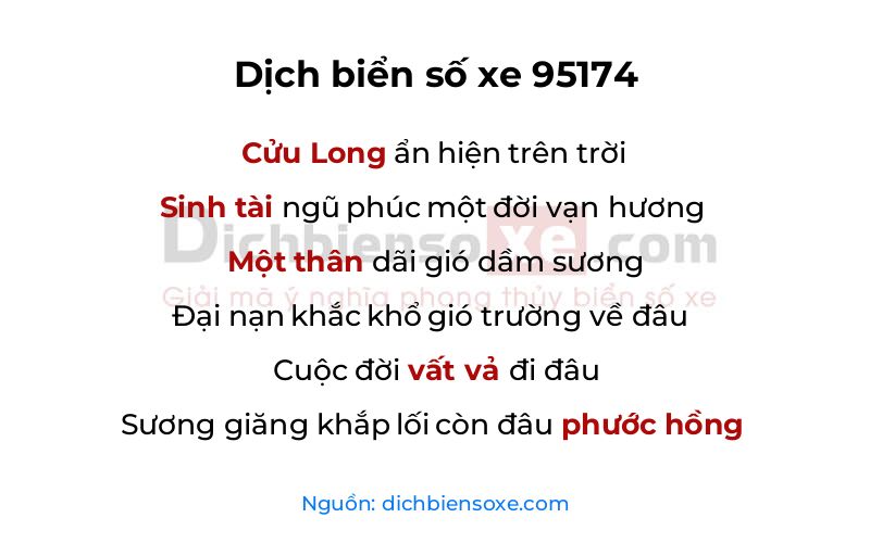 Dịch thơ biển số 95174