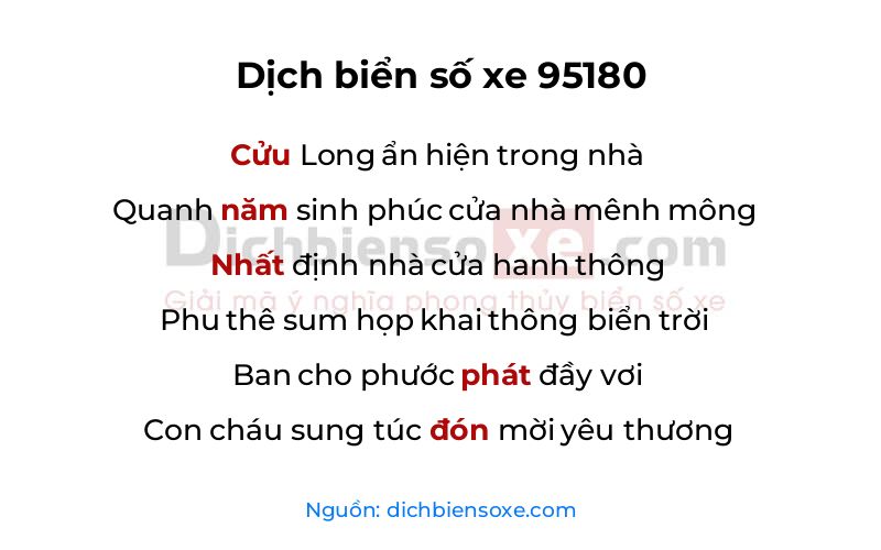 Dịch thơ biển số 95180