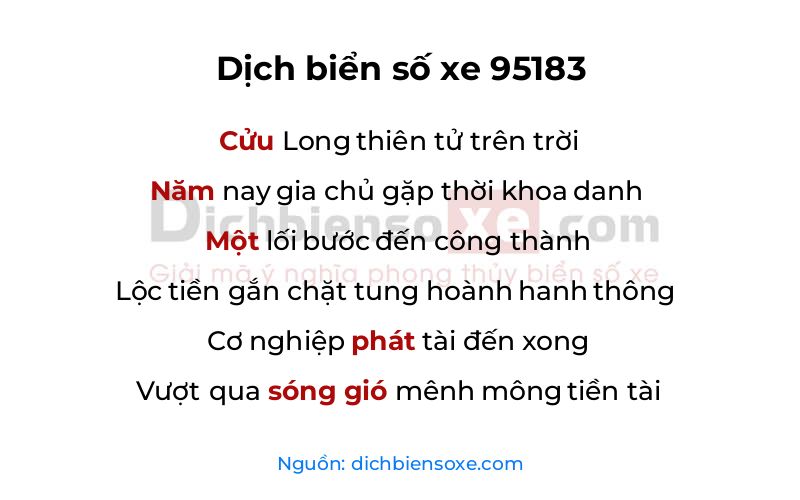 Dịch thơ biển số 95183