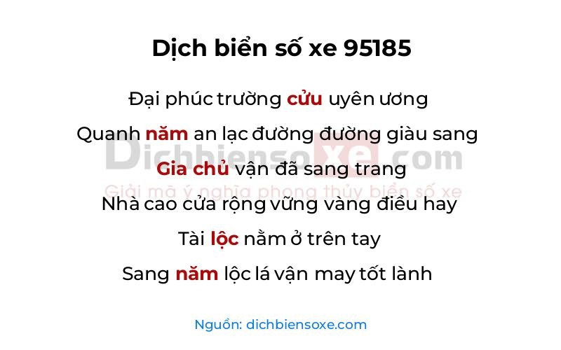 Dịch thơ biển số 95185