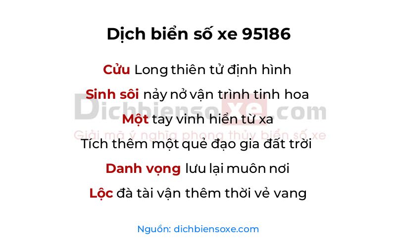Dịch thơ biển số 95186