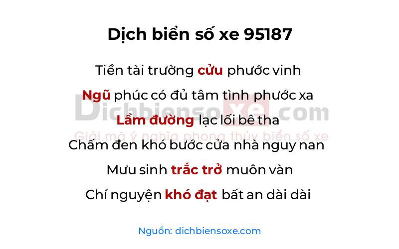 Dịch thơ biển số 95187