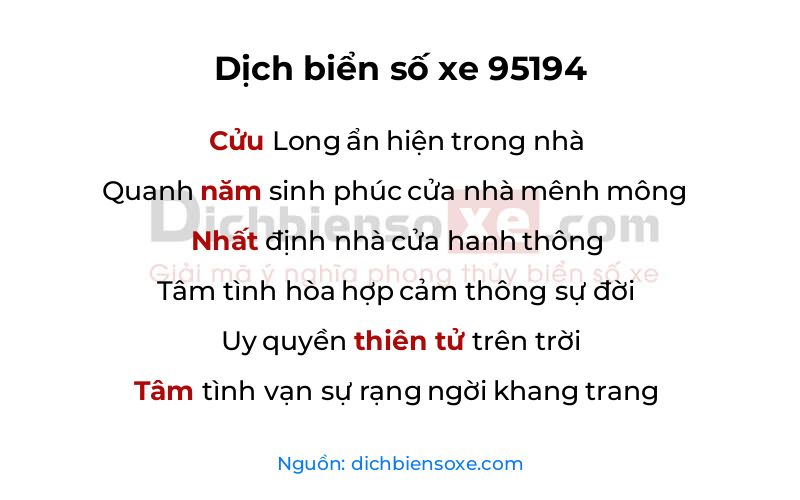 Dịch thơ biển số 95194