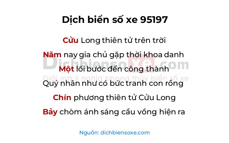 Dịch thơ biển số 95197