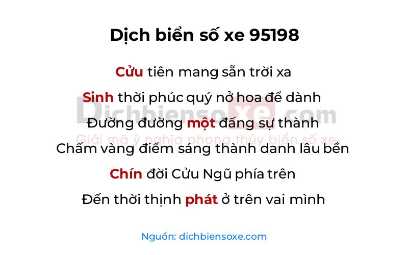 Dịch thơ biển số 95198