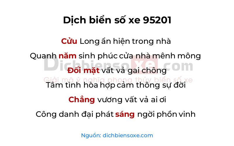 Dịch thơ biển số 95201