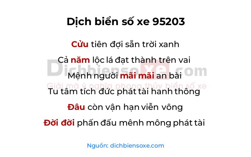 Dịch thơ biển số 95203