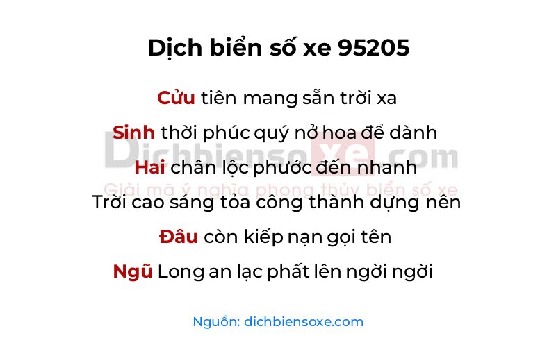 Dịch thơ biển số 95205
