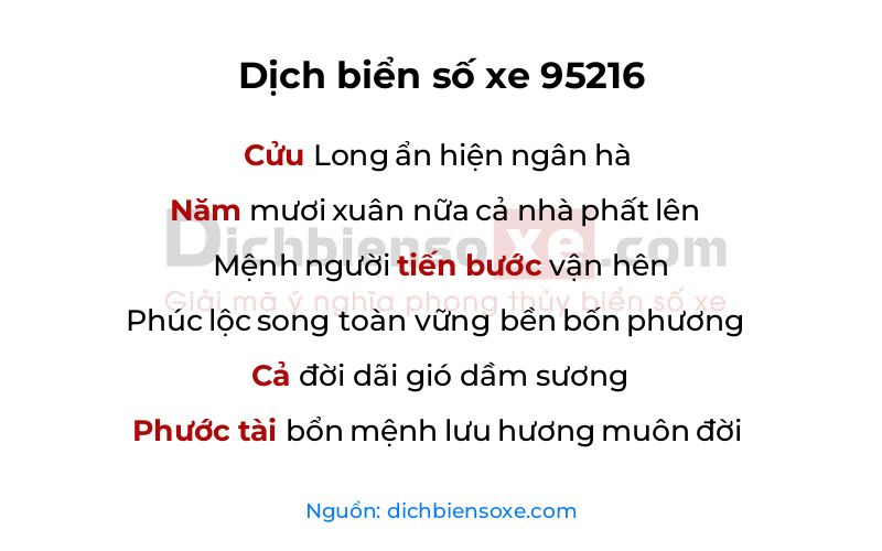 Dịch thơ biển số 95216