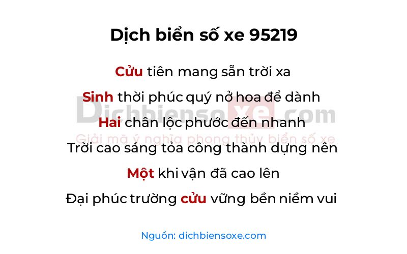 Dịch thơ biển số 95219