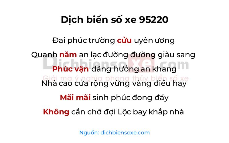 Dịch thơ biển số 95220