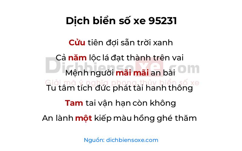 Dịch thơ biển số 95231
