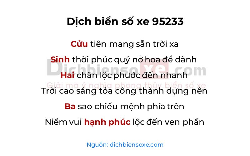 Dịch thơ biển số 95233