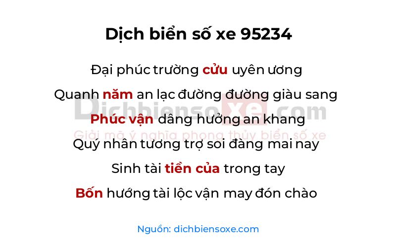 Dịch thơ biển số 95234