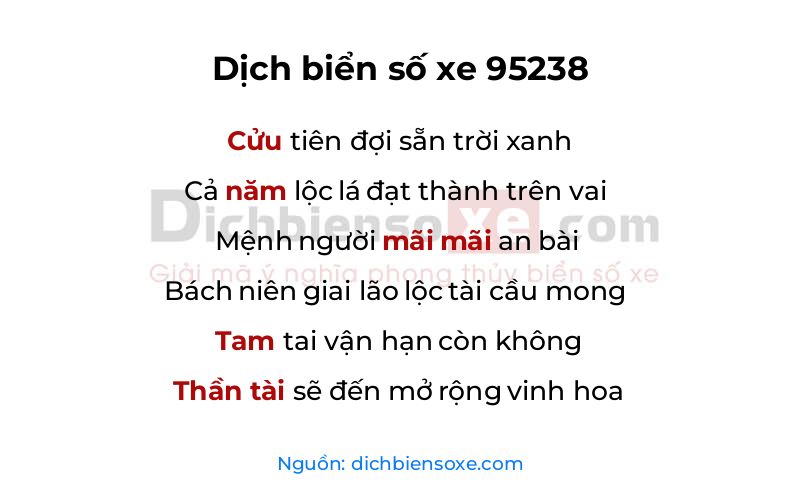 Dịch thơ biển số 95238