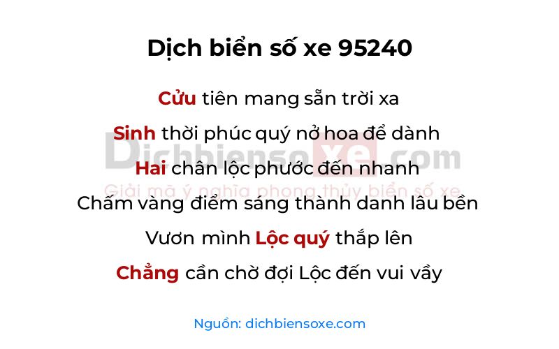 Dịch thơ biển số 95240