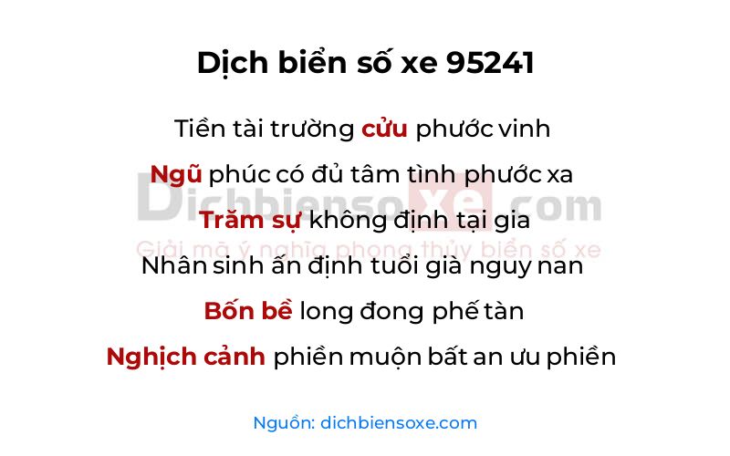 Dịch thơ biển số 95241