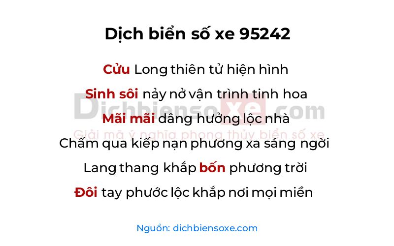 Dịch thơ biển số 95242