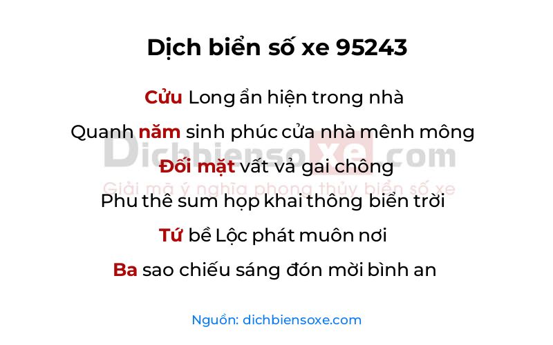 Dịch thơ biển số 95243