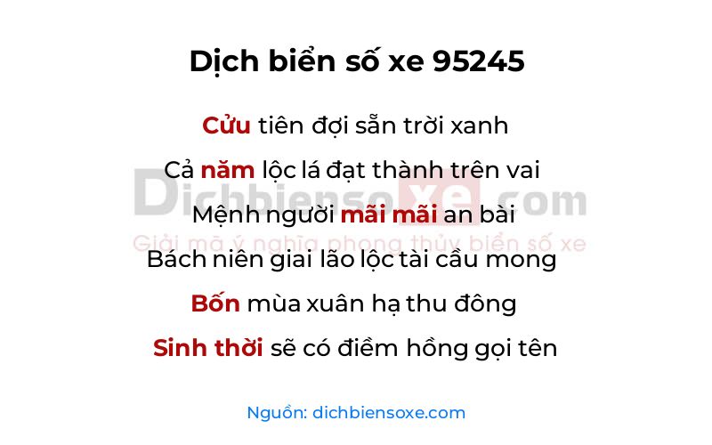 Dịch thơ biển số 95245