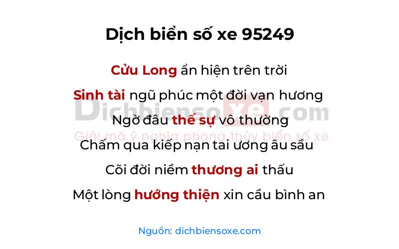 Dịch thơ biển số 95249
