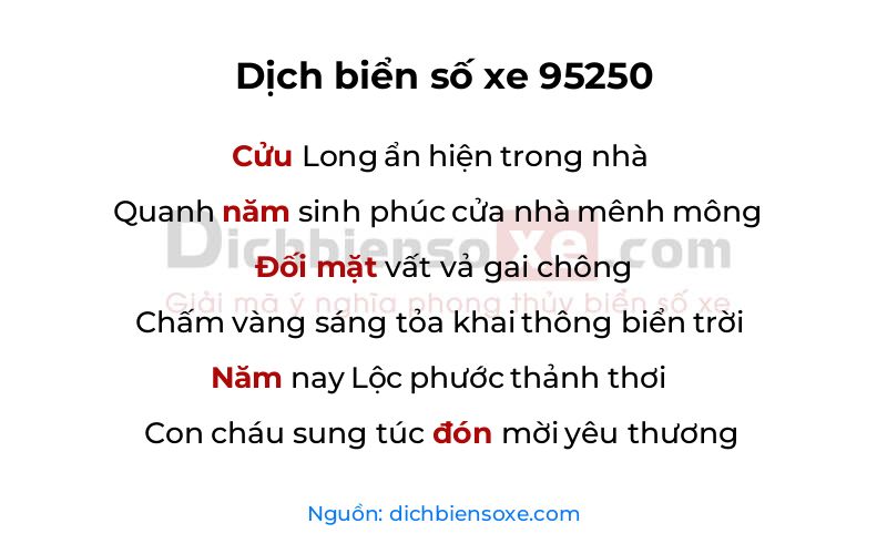 Dịch thơ biển số 95250