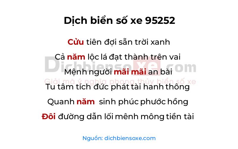Dịch thơ biển số 95252
