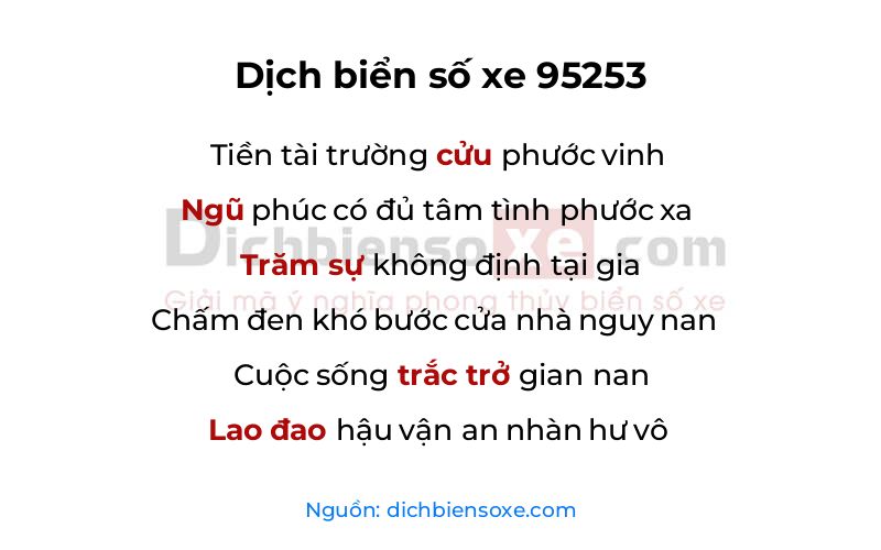 Dịch thơ biển số 95253