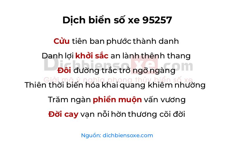 Dịch thơ biển số 95257