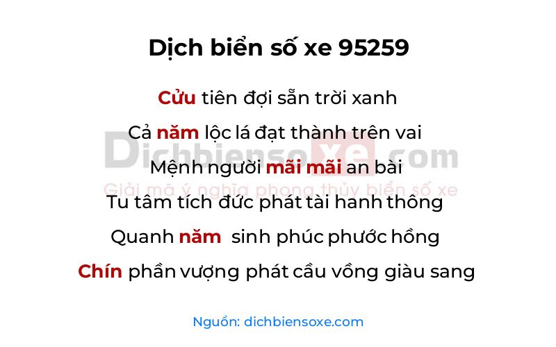 Dịch thơ biển số 95259