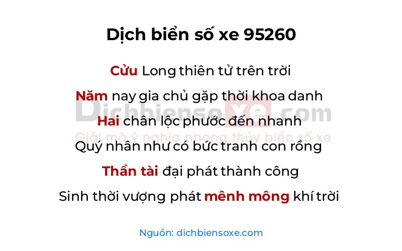 Dịch thơ biển số 95260