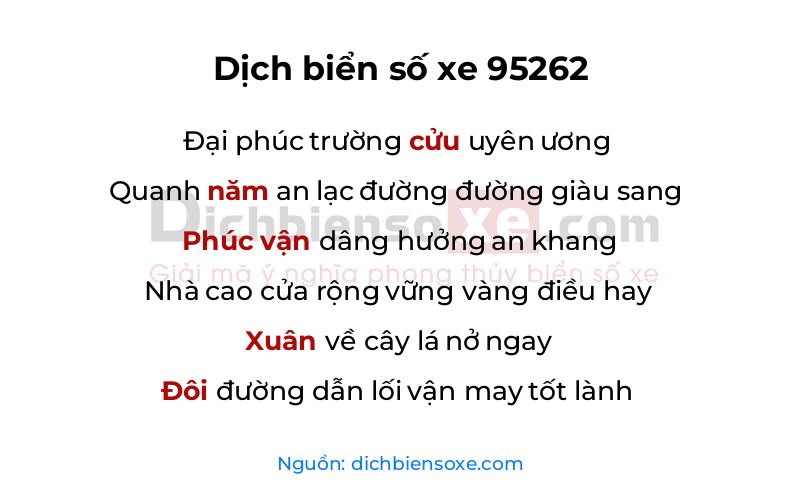 Dịch thơ biển số 95262
