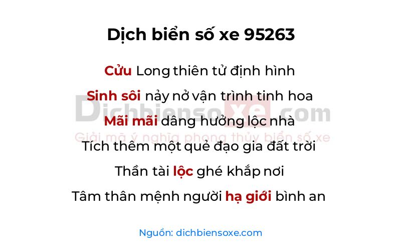 Dịch thơ biển số 95263