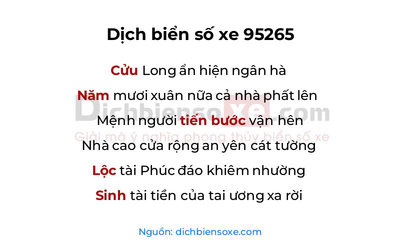 Dịch thơ biển số 95265