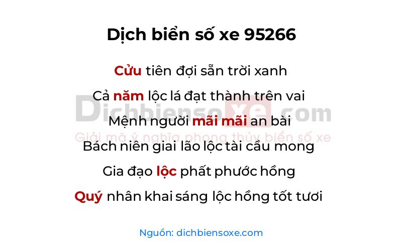 Dịch thơ biển số 95266