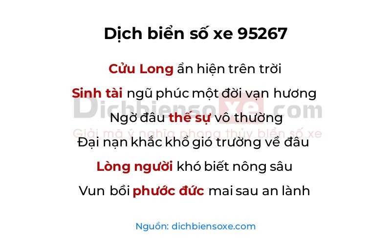Dịch thơ biển số 95267