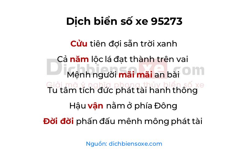 Dịch thơ biển số 95273
