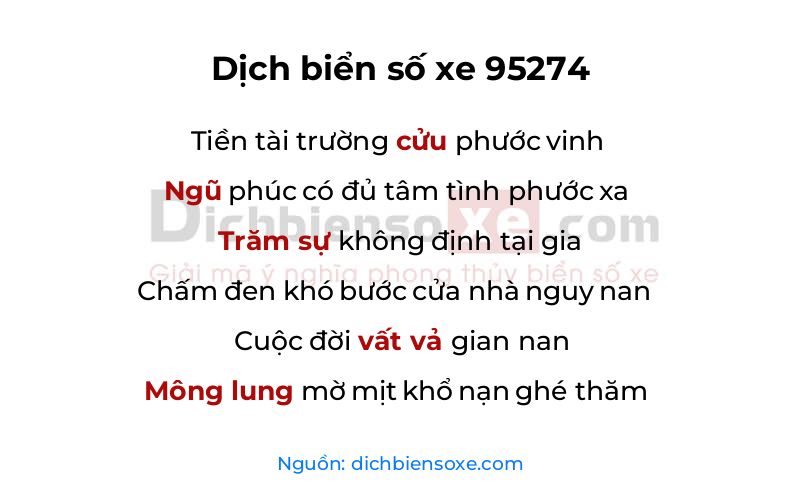 Dịch thơ biển số 95274