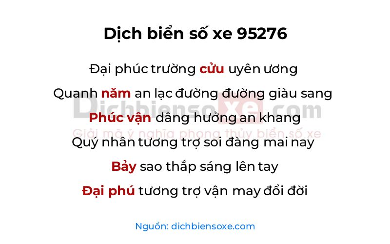 Dịch thơ biển số 95276