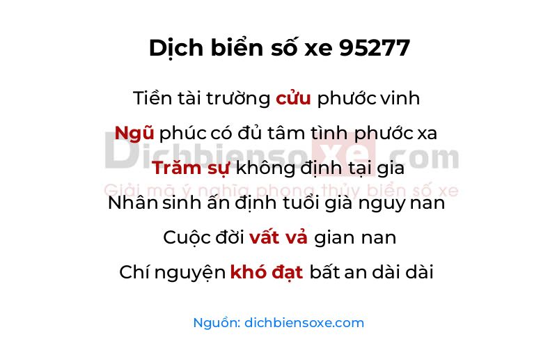 Dịch thơ biển số 95277
